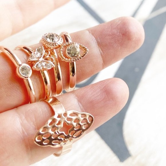 Alquimia Jewelry - ROSE GOLD BOHO MIDI RING SET